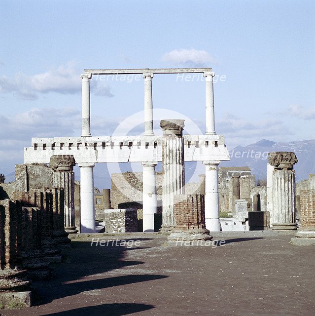 Columns of the Colonnade round the Forumdanc, Pompeii, Italy.  Creator: Unknown.