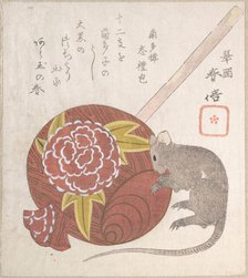 Mallet of Daikoku, One of the Gods of Good Fortune, and a Rat, probably 1828. Creator: Gakutei.