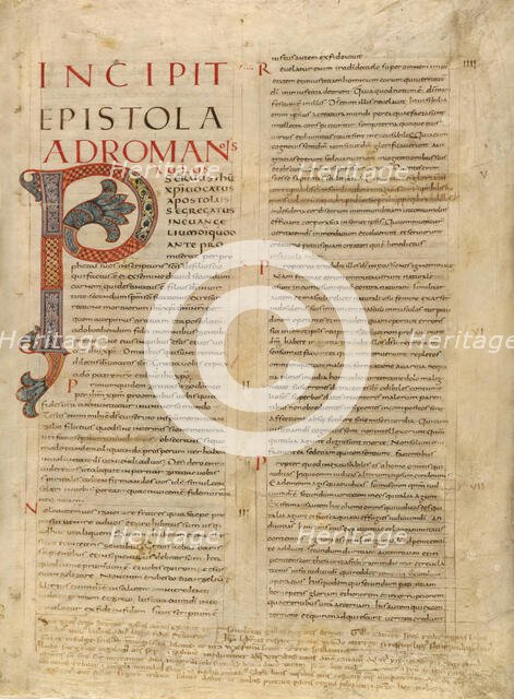 Decorated Initial P, about 845. Creator: Unknown.