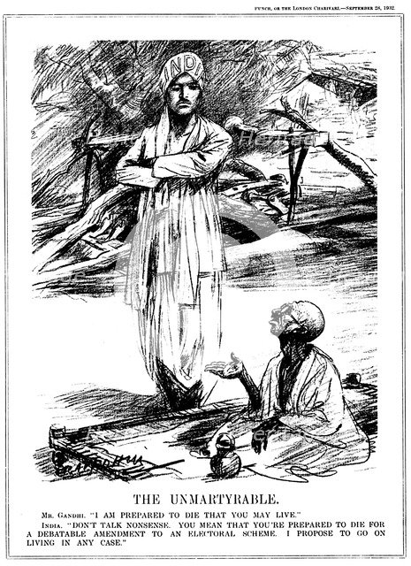 Gandhi fasting in support of Untouchables, 1932. Artist: Leonard Raven-Hill