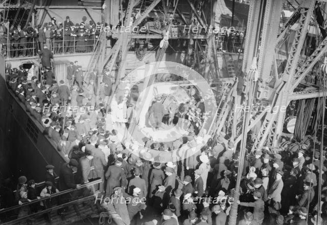 On U.S.S. Jason, 14 Nov 1914 (date created and published later). Creator: Bain News Service.