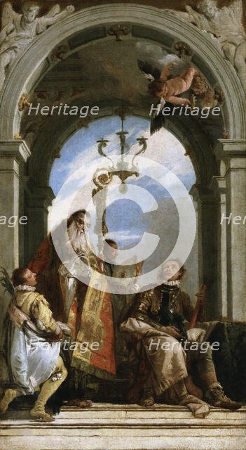 Saint Proculus of Verona visits the Saints Firmus and Rusticus, 1740-1745. Creator: Tiepolo, Giambattista (1696-1770).