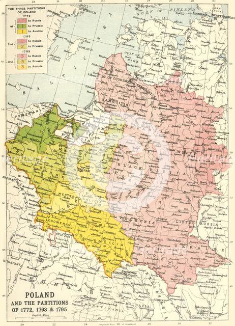 'Poland and the Partitions of 1772, 1793 & 1795', (c1920). Creator: John Bartholomew & Son.