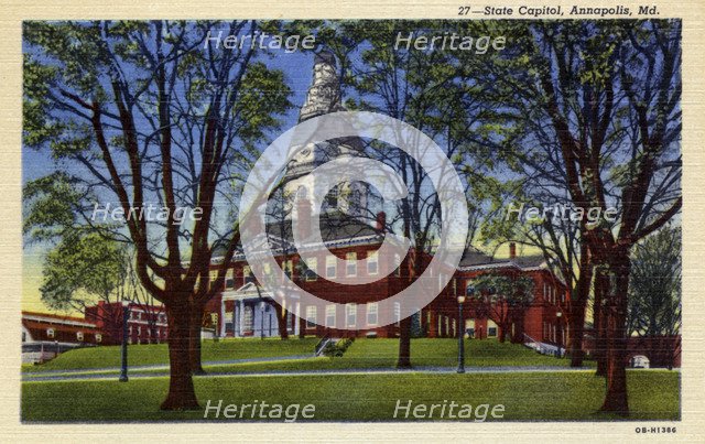Exterior view of the State Capitol, Annapolis, Maryland, USA, 1940. Artist: Unknown