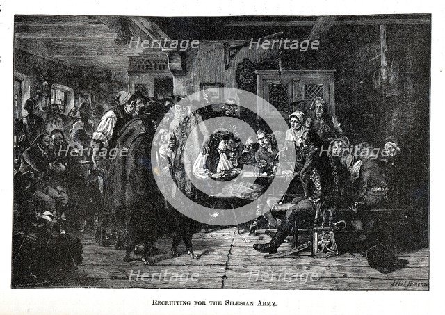 Recruiting for the Silesian Army, 1882. Artist: Hiddemann, Friedrich (1829-1892)