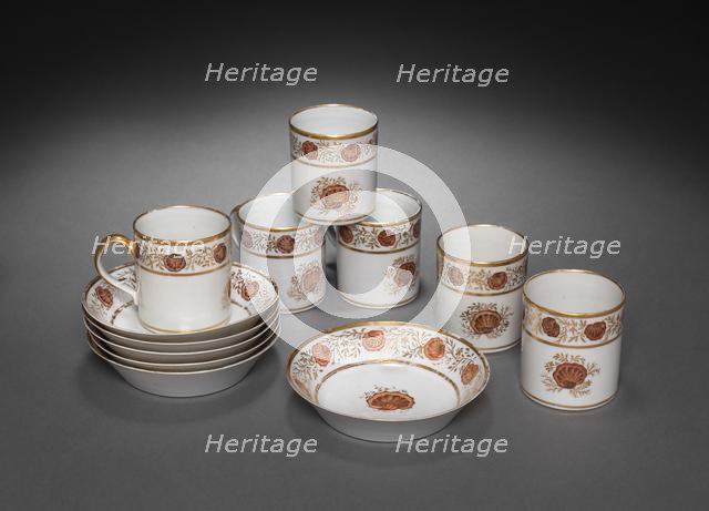 Cups and Saucers from Oliver Wolcott, Jr. Tea Service, 1785-1805. Creator: Unknown.