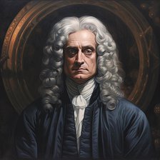 AI Image - Portrait of Isaac Newton, 1680s, (2023).  Creator: Heritage Images.