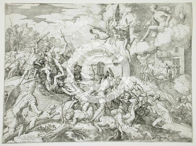 The Servants of Aeneas Battling the Servants of the Latin King, between 1560 and 1579. Creator: Giovanni Battista Fontana.