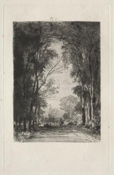 Traveler on a Road in a Forest, 1866. Creator: Maxime Lalanne (French, 1827-1886).