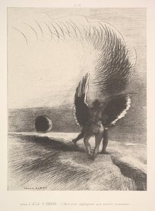 In the shadow of the wing, the black creature bit, 1891. Creator: Odilon Redon.
