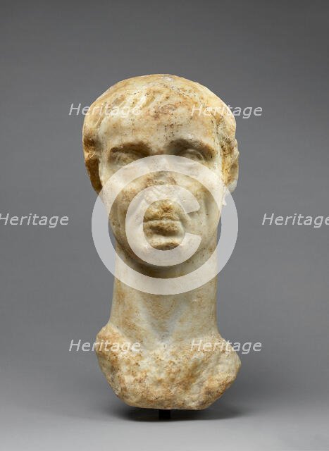 Colossal Head of Gaius Julius Caesar Worked for Insertion in a Togatus Statue..., early 2nd cent. Creator: Unknown.