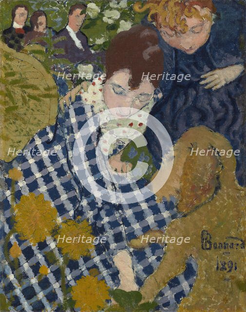 Women With A Dog, 1891. Creator: Pierre Bonnard.