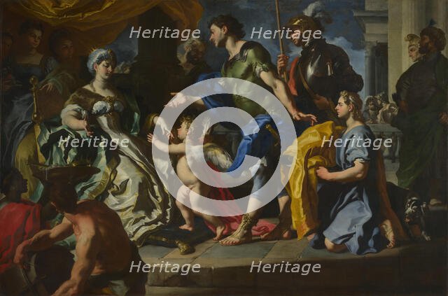 Dido receiving Aeneas and Cupid disguised as Ascanius, 1710. Creator: Solimena, Francesco (1657-1747).
