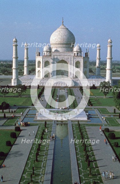 The Taj Mahal, from the top of the entrance gate, Agra, India. Artist: Unknown