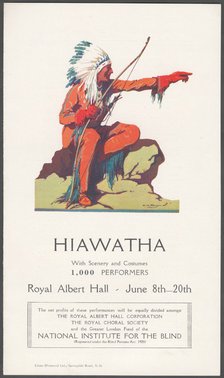 Hiawatha theatre advertisement. Artist: Wilfred Fryer
