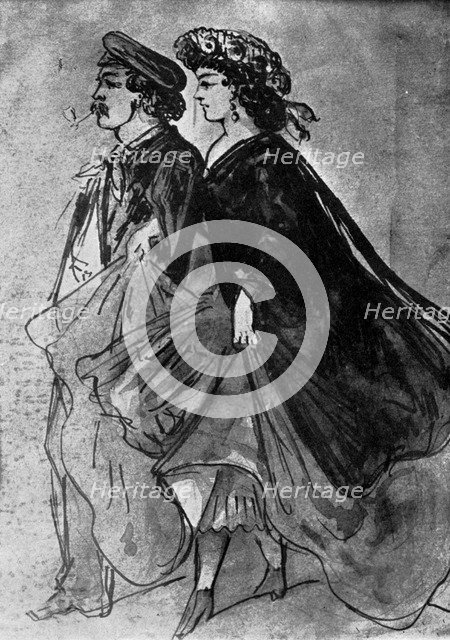 'The Pipe', 19th century, (1930).Artist: Constantin Guys