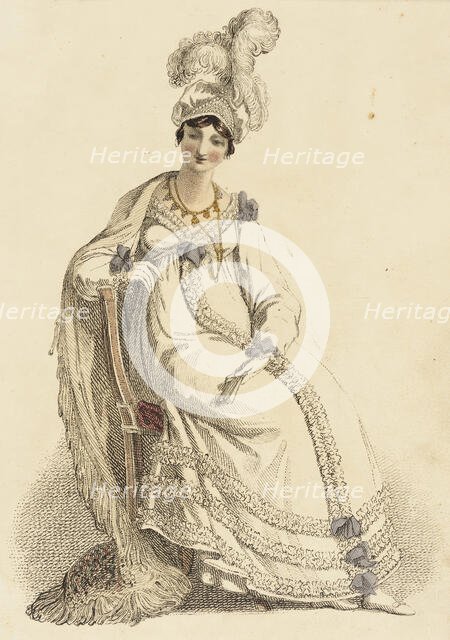 Fashion Plate (Evening Dress), 1817. Creator: Rudolph Ackermann.