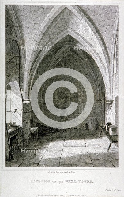 Interior view of the Well Tower, Tower of London, 1823. Artist: Edward Blore
