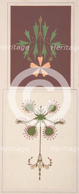 Two design drawings, ca. 1883, based on earlier design. Creator: Christopher Dresser.