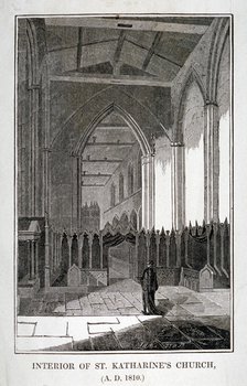 Interior of the Church of St Katherine by the Tower, Stepney, London, 1810. Artist: JWA