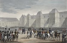 The abdication of Napoleon and his departure from Fontainebleau for Elba, 20th April 1814. Artist: Francois Pigeot