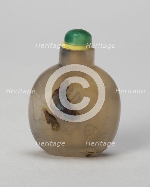 Snuff Bottle with Scholar and Assistant on Rocky Promontory, Qing dynasty (1644-1911), 1750-1800. Creator: Unknown.