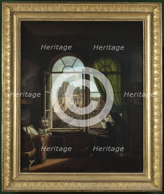 Artist's interior, with view of the facade of the Church of Saint-Eustache, c1815. Creator: Louise-Adeone Drolling.
