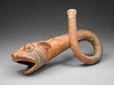 Coiled Trumpet in the Form of a Snarling Feline Face, 100 B.C./A.D. 500. Creator: Unknown.