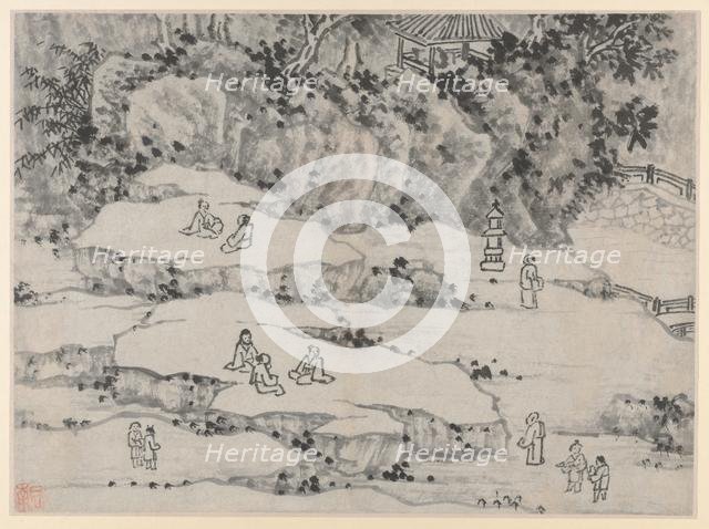 Twelve Views of Tiger Hill, Suzhou: The Nodding Stone Terrace, Tiger Hill..., after 1490. Creator: Shen Zhou (Chinese, 1427-1509).