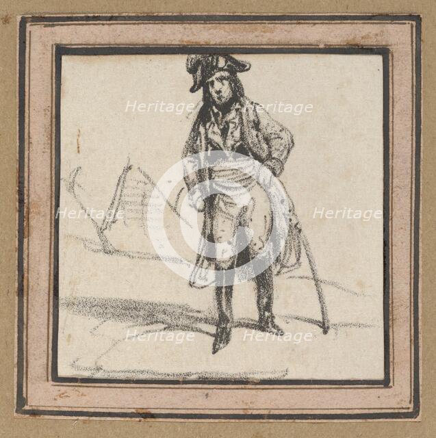 Soldier leaning on his sword, mid-19th century. Creator: Victor Adam.