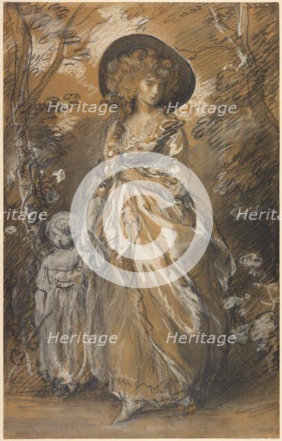 A Lady Walking in a Garden with a Child, about 1785. Creator: Thomas Gainsborough.