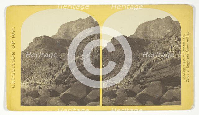 View of Grand Cañon walls, near mouth of Diamond River. From water line to first shelf..., 1871. Creator: Tim O'Sullivan.