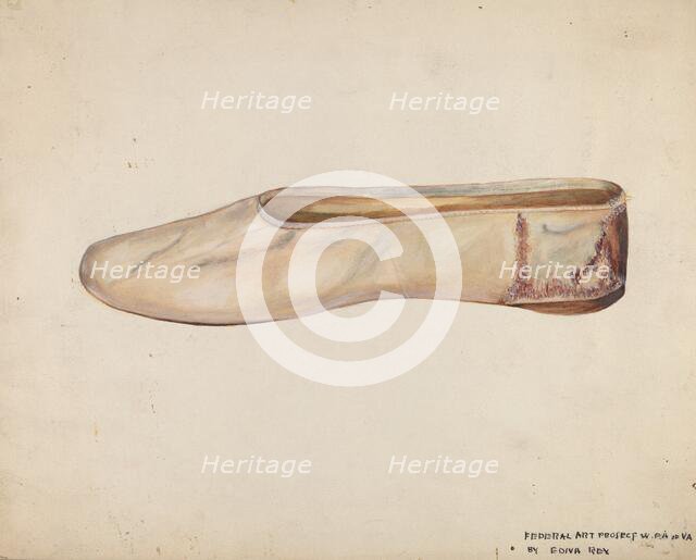 Woman's Slippers, c. 1937. Creator: Edna C. Rex.