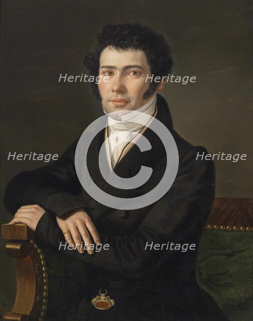 Portrait of the conductor and composer Gaspare Spontini (1774-1851), 1828. Creator: Hall, Andreas (c. 1800-1874).