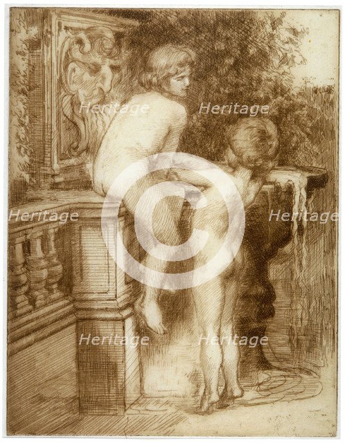 'Two Boys at a Water Fountain', c1864-1930. Artist: Anna Lea Merritt