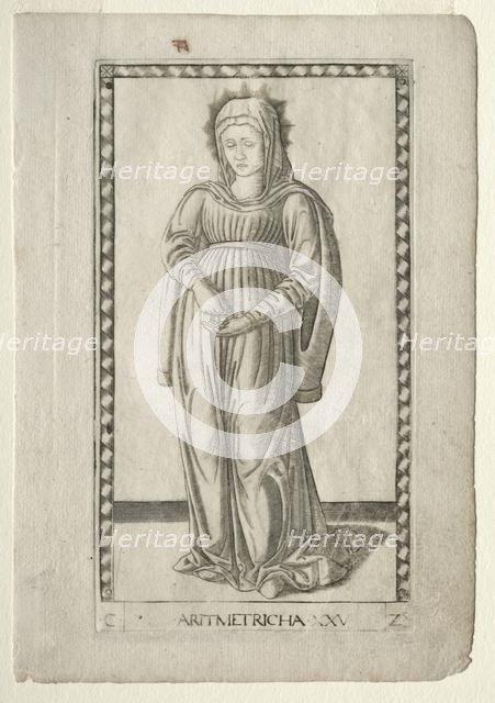 Arithmetic (from the Tarocchi, series C: Liberal Arts, #25), before 1467. Creator: Master of the E-Series Tarocchi (Italian, 15th century).