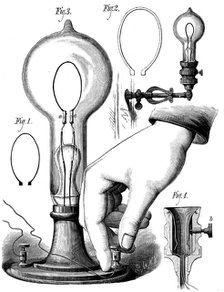 Edison's carbon filament lamp, 1880. Artist: Unknown