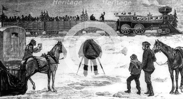 Photo stop on the Canadian Ice Railway's maiden voyage, 1880. Artist: Unknown