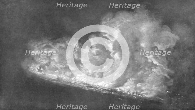 'La victoire de l'avion; L'incendie du L-21 abattu a Cuffley, pres de Londres, par le lieutenant avi Creator: Unknown.