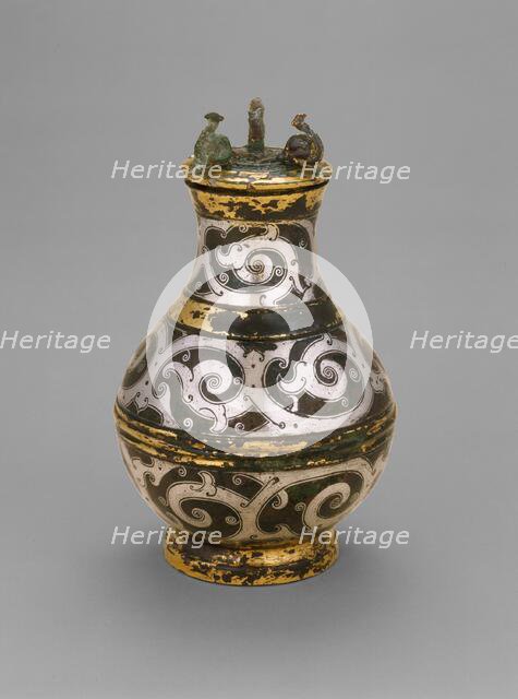 Covered Jar (Hu), Eastern Zhou dynasty, Warring States period,late 4th/3rd cent. B.C. Creator: Unknown.