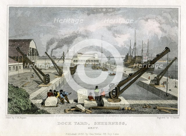 'Dock Yard, Sheerness, Kent', 1830. Artist: T Garner