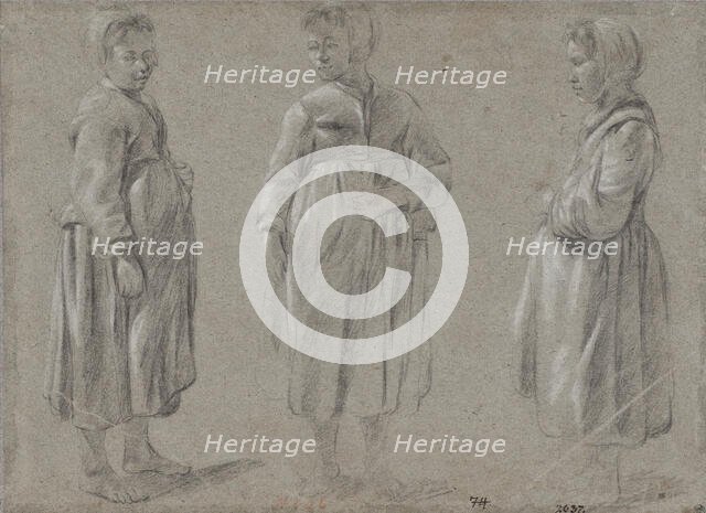 Standing girl, seen from three sides, unknown date. Creator: Anon.