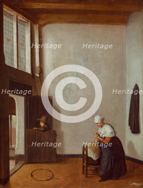 Interior with a Woman Combing a Little Girl's Hair, between 1654 and 1662. Creator: Jacobus Vrel.