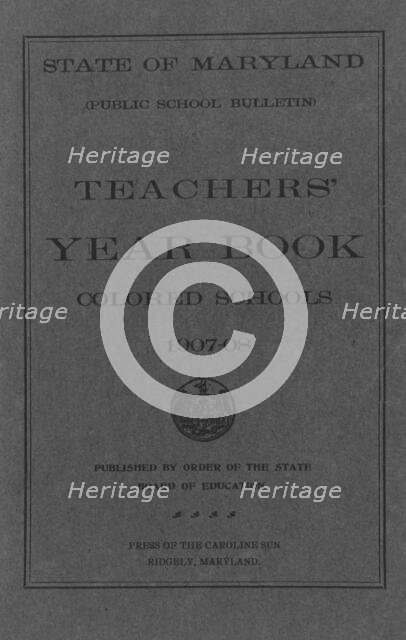 Teachers' year book colored schools, title page, 1907-08. Creator: Unknown.