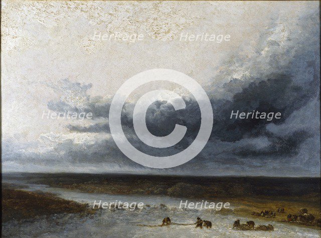 Landscape with Fishermen at the Mouth of a River, early 19th century. Artist: Georges Michel.