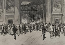 The novendialis ceremonies after the death of Pope Pius IX in Rome, (Italy), 1878. Creator: Bernardo Rico.