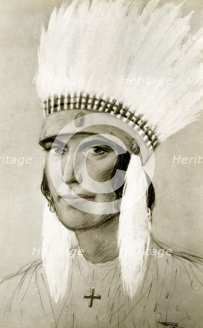 Portrait of an American Indian, 20th century. Artist: Unknown