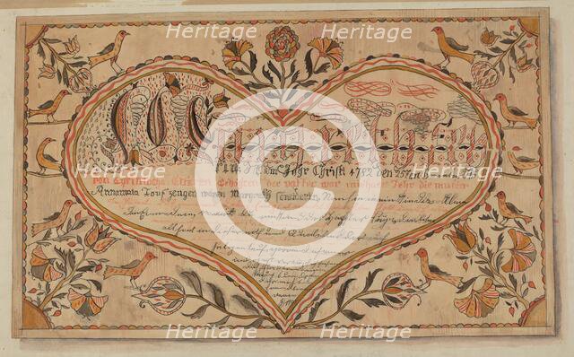 Fractur: Christening Certificate, c. 1936. Creator: Ella Josephine Sterling.