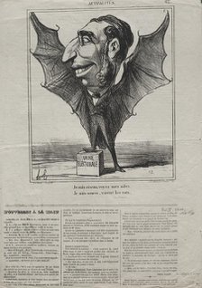 Actualities (No. 62): I am a bird, see my wings.., 1869. Creator: Honoré Daumier (French, 1808-1879).