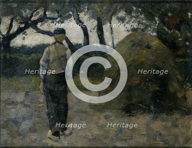 A Farmer standing near a Hay-Stack, 1889. Creator: Richard Roland Holst.